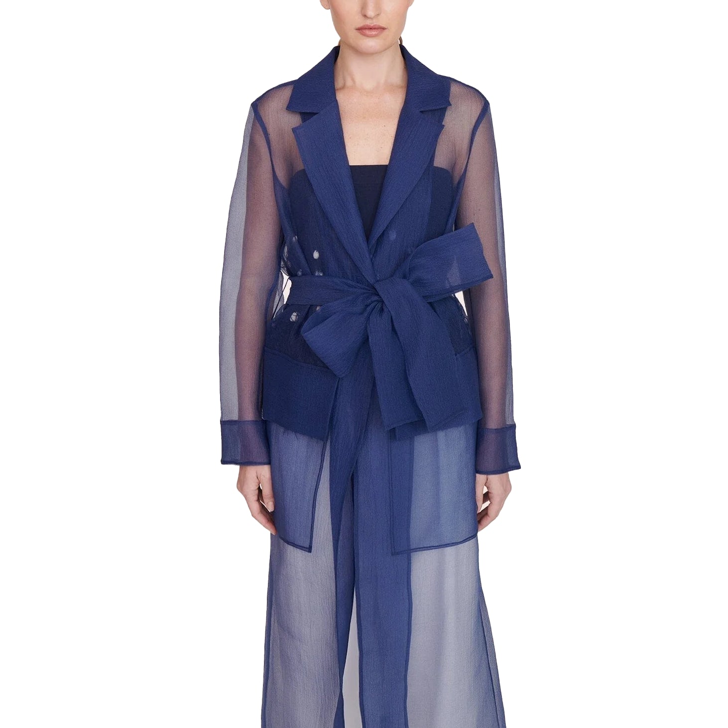 Staud Millie Navy Organza Trench Coat GordonStuart