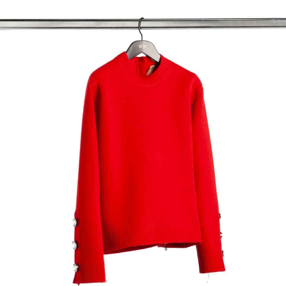 No. 21 Red Zip Back Sweater