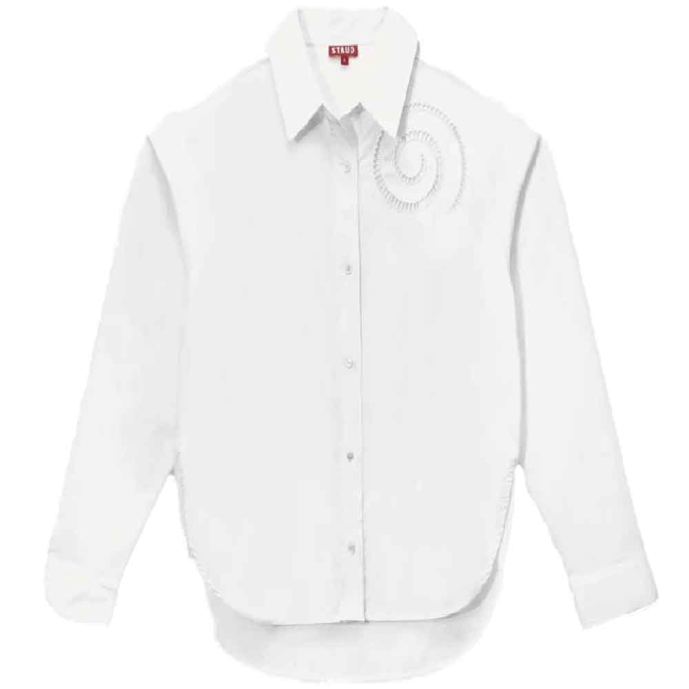 Staud Emersyn White Embroidered Shirt