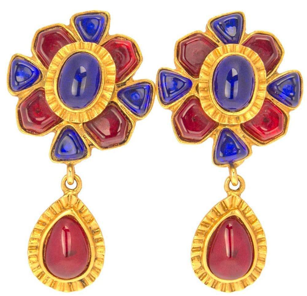 Chanel Ruby and Sapphire Drop Earrings Jewelry Chanel
