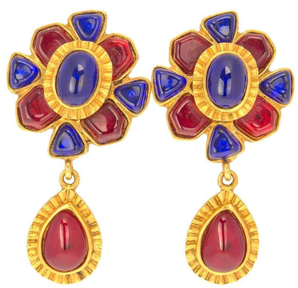 Chanel Ruby and Sapphire Drop Earrings Jewelry Chanel